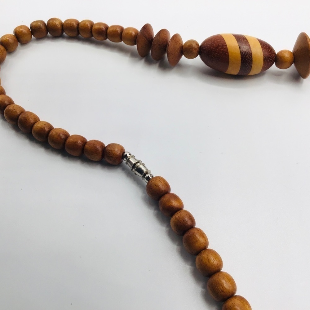 VTG Statement Necklace Wood Animal African Safari Zebra Beads Jungle Retro - Picture 7 of 9
